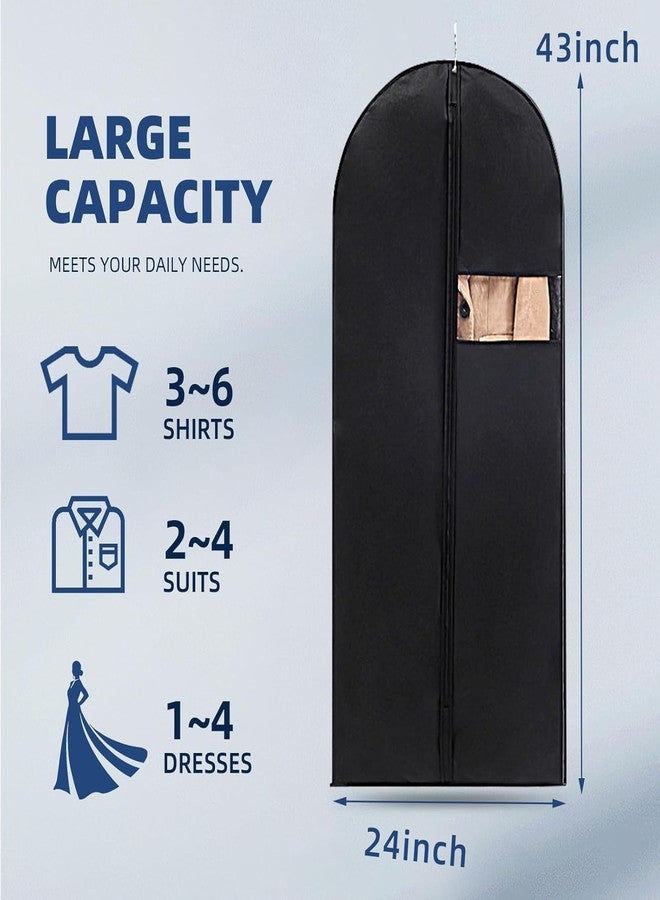 DOTUHAO Garment Bag, 24'' x 55'' Suit Bag, 4 Packs, Dress Bags for Gowns, Garment Bags for Travel, Travel Garment Bag, Garment Bags for Hanging Clothes, Washable Suit Cover for Suits, Coats (Black) - Image 2